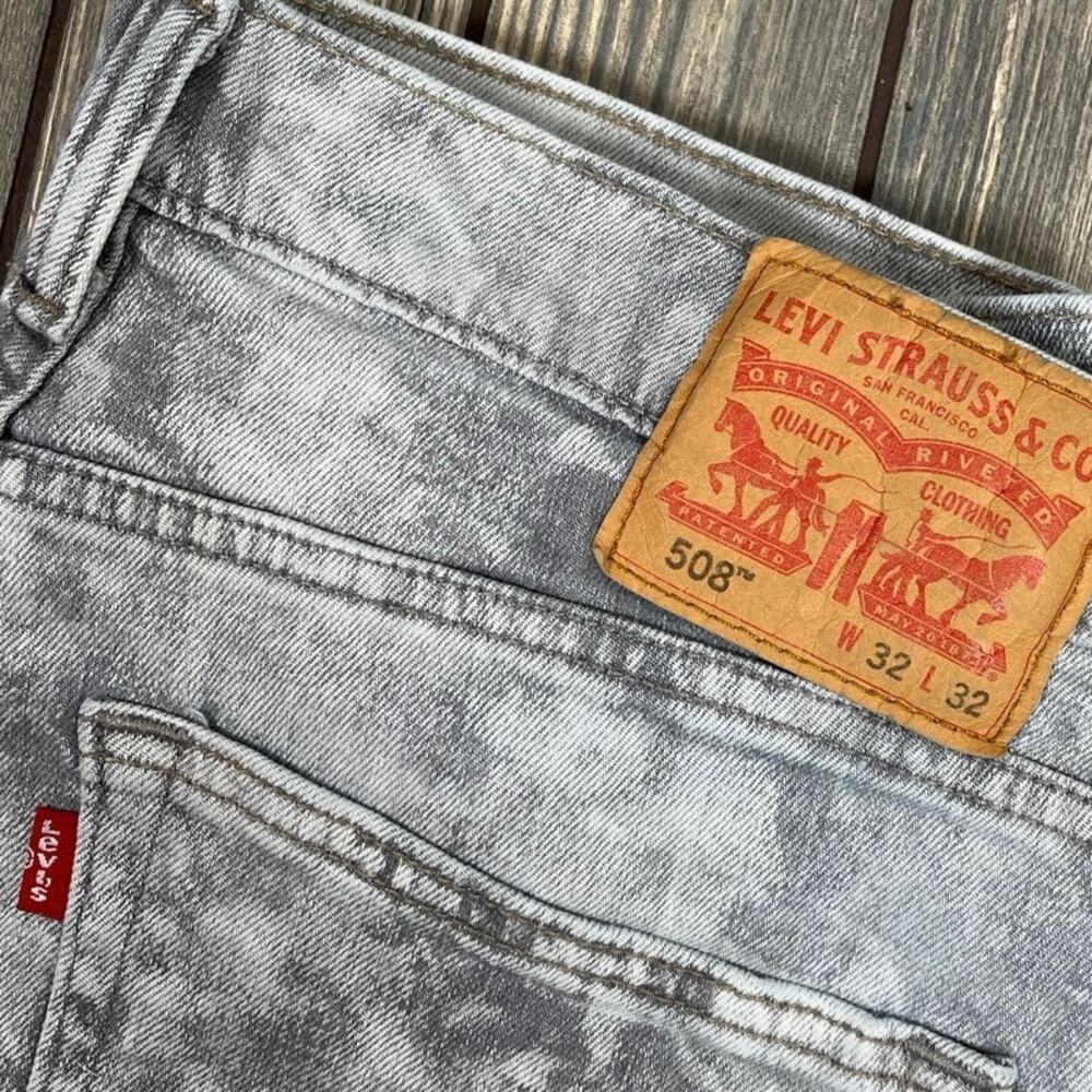 Levis 508 Gray Stone Wash Men Tapered Jeans 32x32 Vtg 2000s Red Tab Y2K Classic